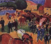 Max Pechstein Horse market oil painting reproduction